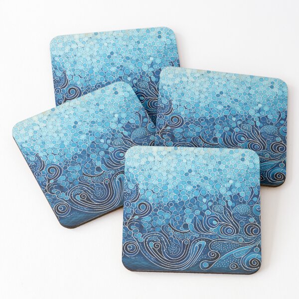 Item preview, Arte de puntos de inspiración aborigen - Abstracto con olas designed and sold by GrinGalore.