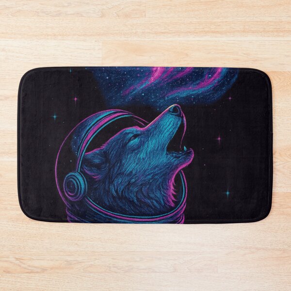 Item preview, Lunar Howl — Astronaut Wolf Under a Neon Nebula designed and sold by OandSDesigns23.
