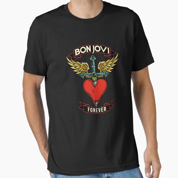 Bon Jovi Heart - Camiseta Negra Para Adultos, Negro