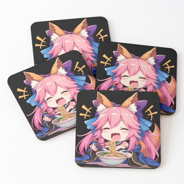 Item preview, Caster Tamamo no Mae Chibi Fox Girl Anime Enjoying Ramen from Fate Grand Order designed and sold by Raslbazola.