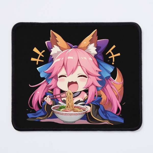 Item preview, Caster Tamamo no Mae Chibi Fox Girl Anime Enjoying Ramen from Fate Grand Order designed and sold by Raslbazola.