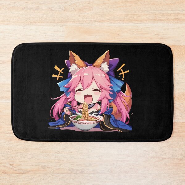Item preview, Caster Tamamo no Mae Chibi Fox Girl Anime Enjoying Ramen from Fate Grand Order designed and sold by Raslbazola.