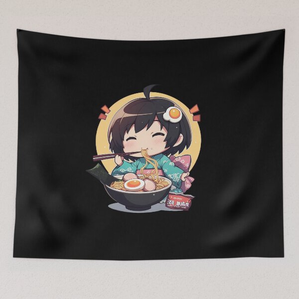 Item preview, Tsukihi Araragi Cute Chibi Anime Girl Eating Ramen from Bakemonogatari designed and sold by Raslbazola.