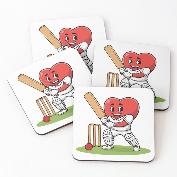 Item preview, Cricket Heart Mascot with Bat and Ball designed and sold by ZenDoodle.