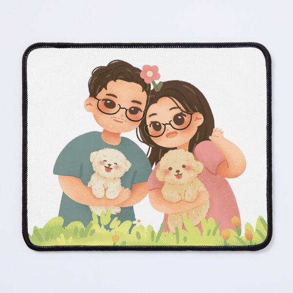 Item preview, A loving couple sharing a happy moment with their poodles designed and sold by MyrraQuastir.