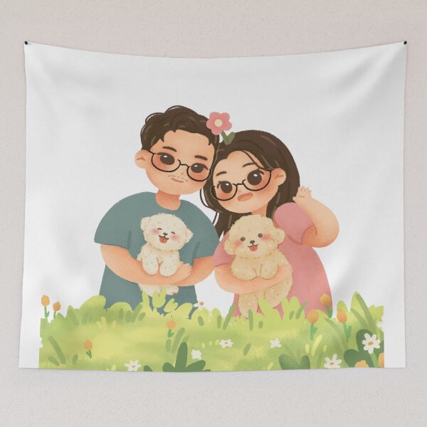 Item preview, A loving couple sharing a happy moment with their poodles designed and sold by MyrraQuastir.