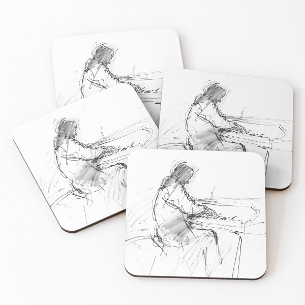 Item preview, Minimal Abstract Pianist Sketch designed and sold by SleekLineSketches.