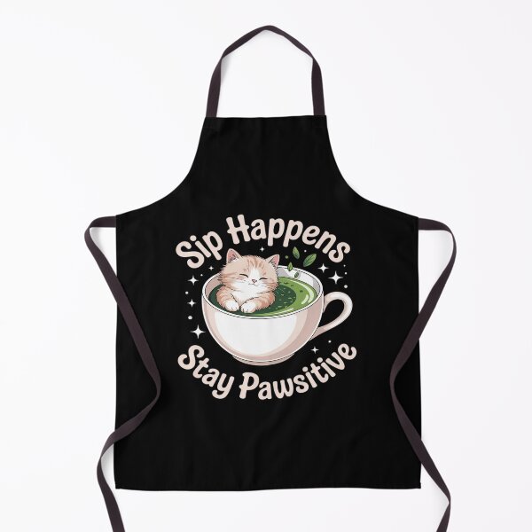 Item preview, Sip Happens Stay Pawsitive Cute Cat Matcha Pun designed and sold by PeteHomenick.