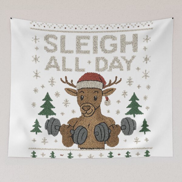 Item preview, Sleigh All Day – Christmas Gym Reindeer designed and sold by SavageTeamArt.