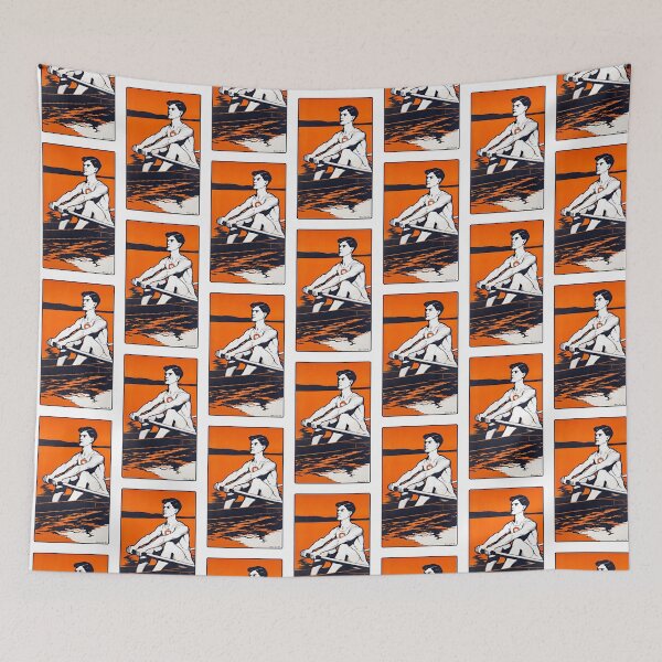 Item preview, Vintage University Rowing illustration 1905. Orange Black, White. designed and sold by Shoot-The-Moon.