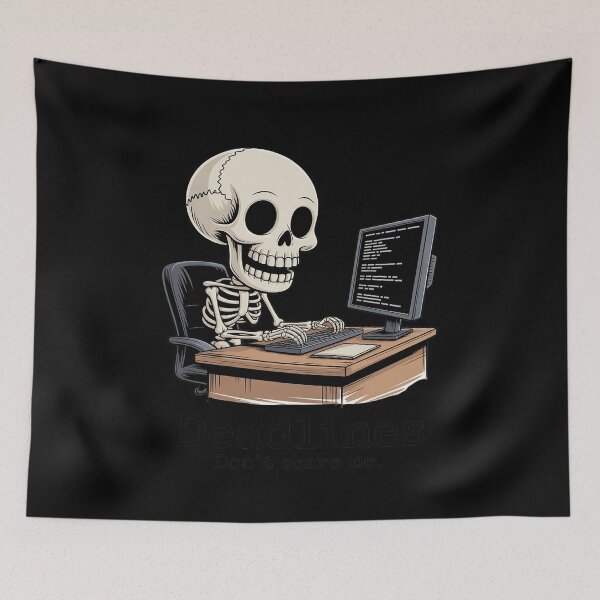Item preview, Skeleton Typing at Desk with Computer Monitor designed and sold by PeteHomenick.