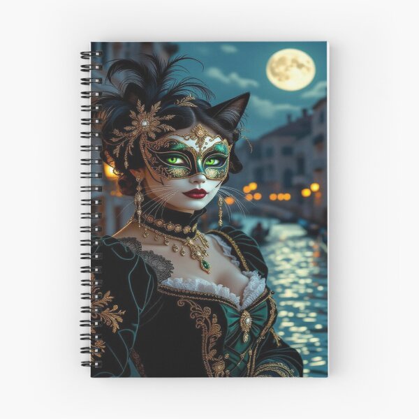 Item preview, Moonlit Masquerade – Masked woman with feline grace & brocade dreams between lagoon light and transformation designed and sold by FotoworldEdel.