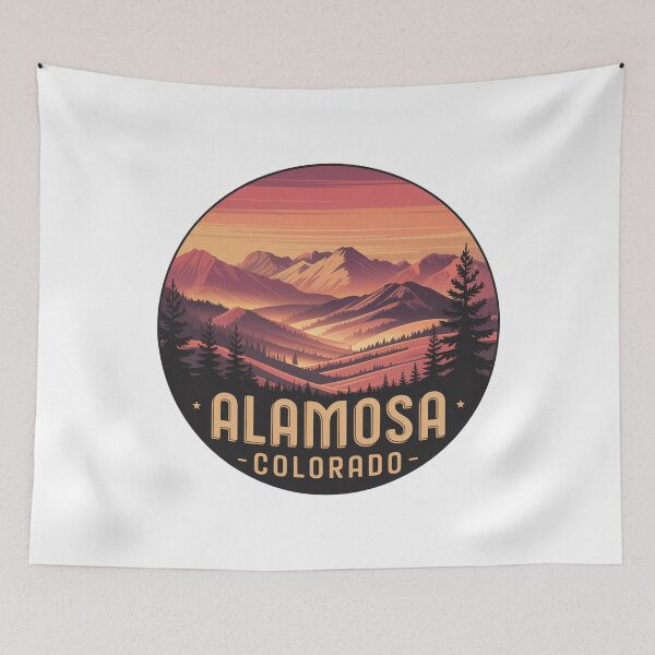 Item preview, Alamosa Colorado Sunset Mountains | Retro Badge Landscape Design designed and sold by CircinusStore.