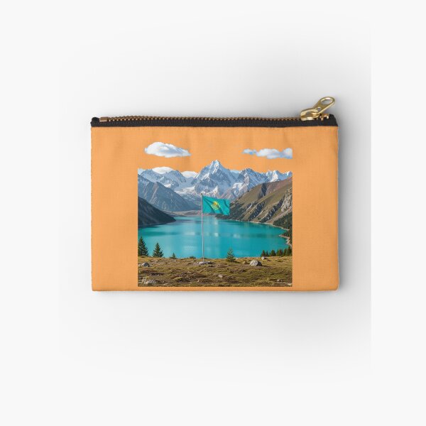 Item preview, Big Almaty Lake – Dreamy 3D Sketch with the Flag of Kazakhstan, designed and sold by PaintMeWorld.