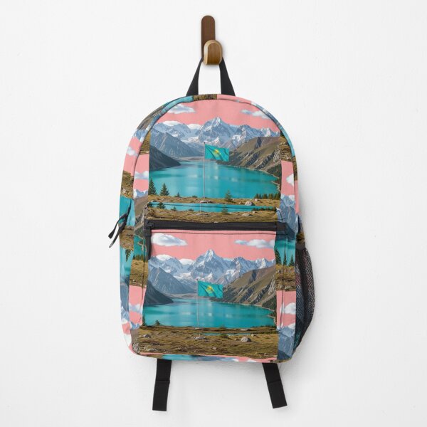 Item preview, Big Almaty Lake – Dreamy 3D Sketch with the Flag of Kazakhstan, designed and sold by PaintMeWorld.