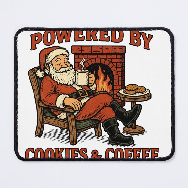 Item preview, Powered by Cookies & Coffee – Santa Relaxing by the Fireplace designed and sold by SavageTeamArt.