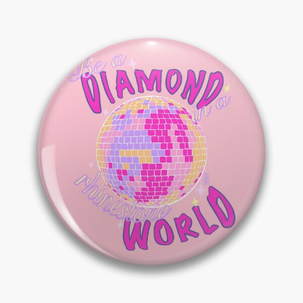 Item preview, Be a diamond in a rhinestone world | glam glitter disco ball inspirational quote (pink) designed and sold by kawaicherrypi.