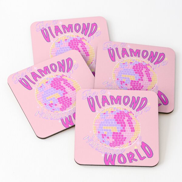 Item preview, Be a diamond in a rhinestone world | glam glitter disco ball inspirational quote (pink) designed and sold by kawaicherrypi.