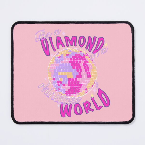 Item preview, Be a diamond in a rhinestone world | glam glitter disco ball inspirational quote (pink) designed and sold by kawaicherrypi.