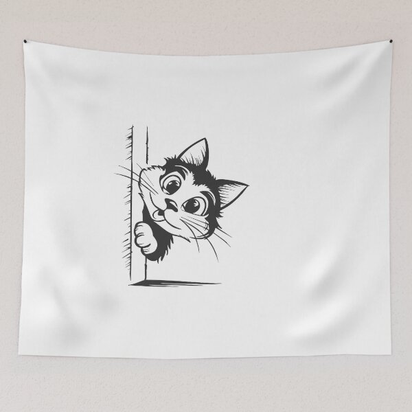 Item preview, peeking black cat designed and sold by jkrphoto.