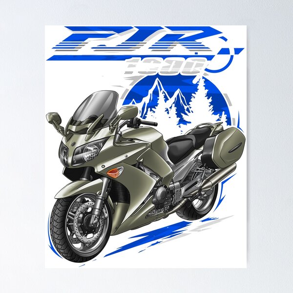 Artikelvorschau, Yamaha FJR1300 2006-2007 (Gelbgrau-Metallic) für Motorradfahrer entworfen und verkauft von MotoApparelHub.