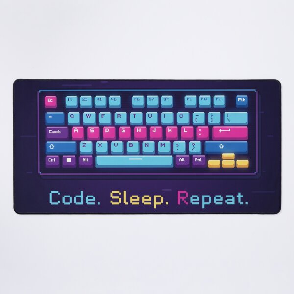 Item preview, Code Sleep Repeat – Retro Pixel Art Programmer designed and sold by Day Dreamer.