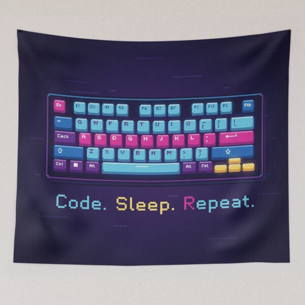 Item preview, Code Sleep Repeat – Retro Pixel Art Programmer designed and sold by Day Dreamer.