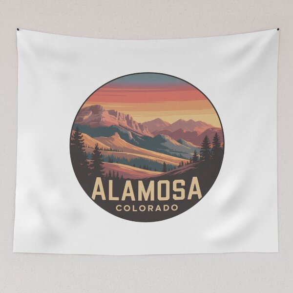 Item preview, Alamosa Colorado Mountains Horizon | Retro Sunset Landscape Badge designed and sold by CircinusStore.
