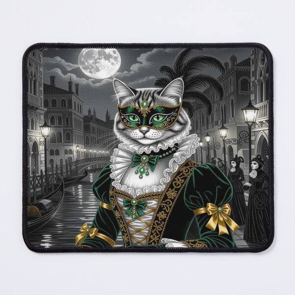 Item preview, Venetian Cat Enchantment – Masked creatures in brocade & EmeraldGlow between MoonlightMystery and CanalElegance designed and sold by FotoworldEdel.