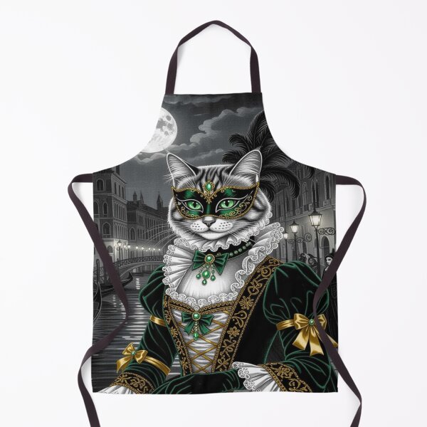 Item preview, Venetian Cat Enchantment – Masked creatures in brocade & EmeraldGlow between MoonlightMystery and CanalElegance designed and sold by FotoworldEdel.