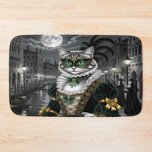 Item preview, Venetian Cat Enchantment – Masked creatures in brocade & EmeraldGlow between MoonlightMystery and CanalElegance designed and sold by FotoworldEdel.