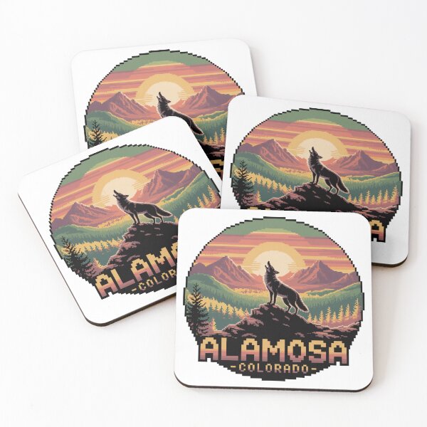 Item preview, Alamosa Colorado Wolf Howling | Retro Pixel Sunset Mountain Design designed and sold by CircinusStore.