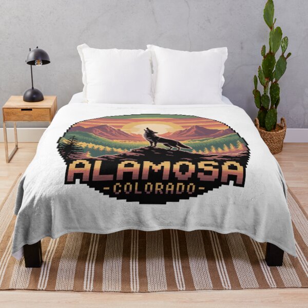 Item preview, Alamosa Colorado Wolf Howling | Retro Pixel Sunset Mountain Design designed and sold by CircinusStore.