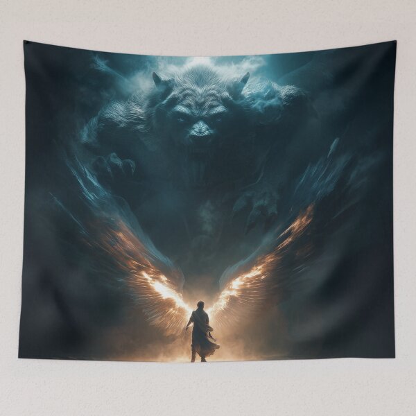 Item preview, Courage vs Fear – Angel and Beast Surreal Fantasy Art designed and sold by VisionaryVeils.