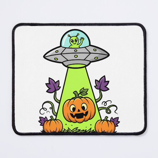 Item preview, Cute Alien Pumpkin Halloween UFO Abduction designed and sold by Imaginationbeyond.
