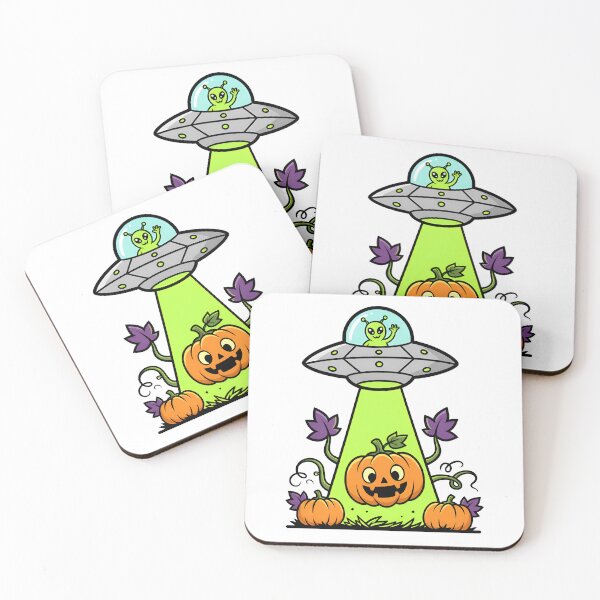 Item preview, Cute Alien Pumpkin Halloween UFO Abduction designed and sold by Imaginationbeyond.