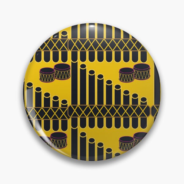 Item preview, Black Panpipe and Bongo Drums on Yellow Background – Musical Instrument Art Design designed and sold by Cultradesign.