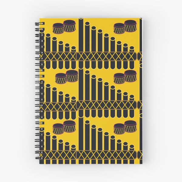 Item preview, Black Panpipe and Bongo Drums on Yellow Background – Musical Instrument Art Design designed and sold by Cultradesign.