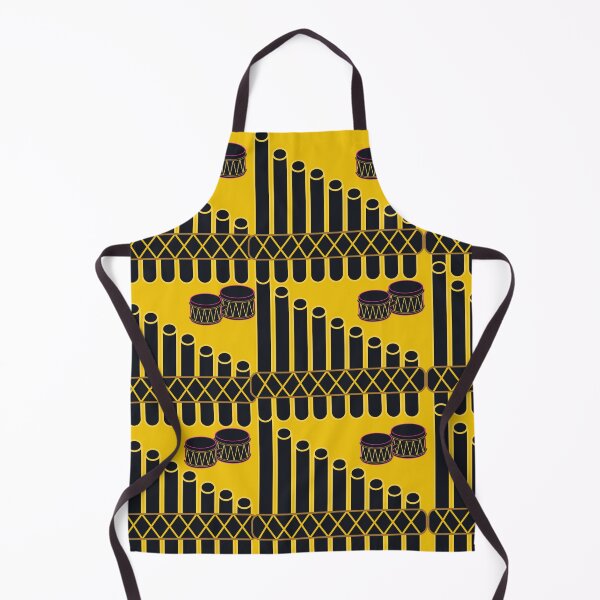 Item preview, Black Panpipe and Bongo Drums on Yellow Background – Musical Instrument Art Design designed and sold by Cultradesign.