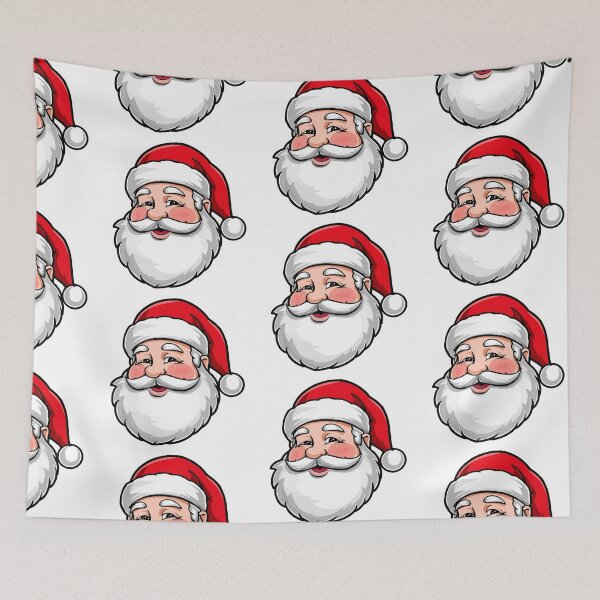 Item preview, Cheerful Santa Claus Face – Modern Cartoon Illustration with White Beard and Red Hat on White Background designed and sold by PixelVibe782.