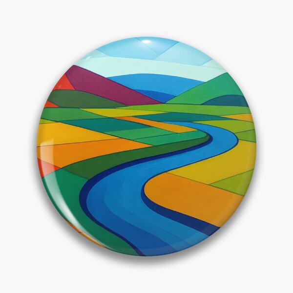 Item preview, Geometric river landscape in color designed and sold by Sigtrix.
