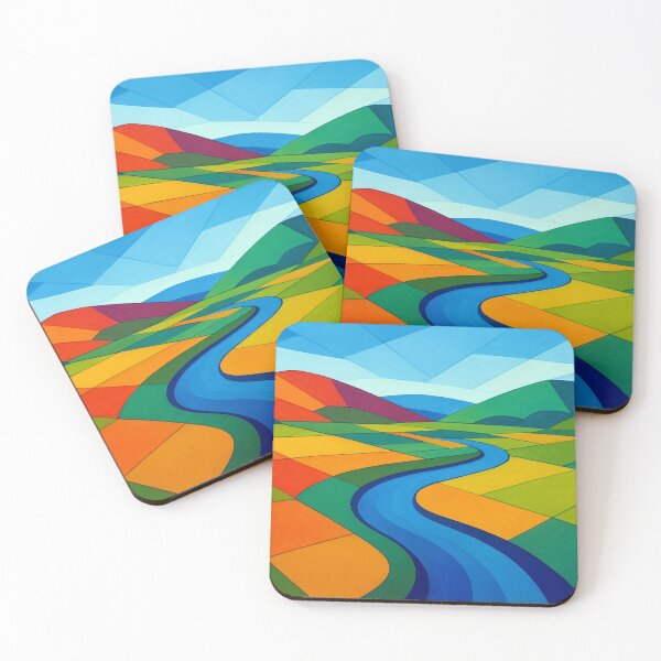 Item preview, Geometric river landscape in color designed and sold by Sigtrix.
