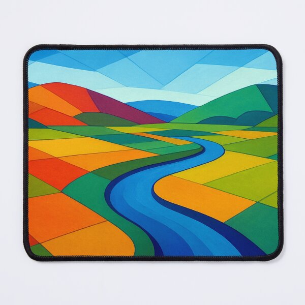Item preview, Geometric river landscape in color designed and sold by Sigtrix.