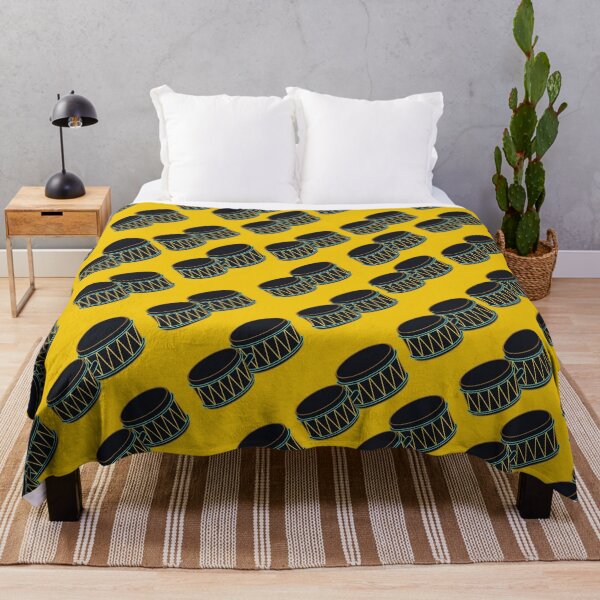 Item preview, Repeated Black Bongo Drums Pattern on Yellow Background – Musical Art Design designed and sold by Cultradesign.