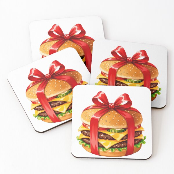 Item preview, Creative burger gift wrapped with a red ribbon and decorated with stars in a festive night setting designed and sold by SpaceartLilu.