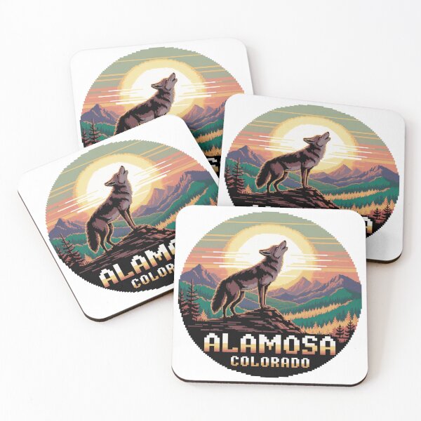 Item preview, Alamosa Colorado Coyote | Pixel Retro Sunset Mountain Design designed and sold by CircinusStore.