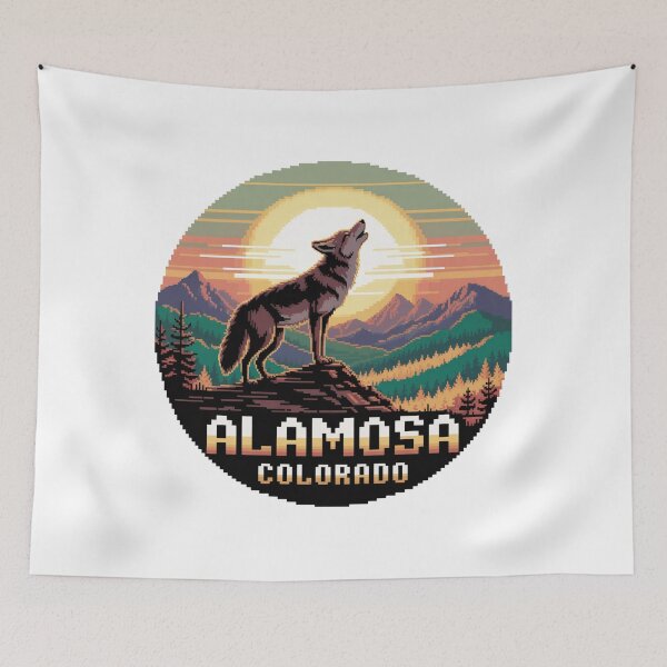 Item preview, Alamosa Colorado Coyote | Pixel Retro Sunset Mountain Design designed and sold by CircinusStore.