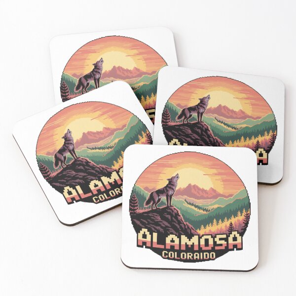 Item preview, Alamosa Colorado Wolf | Pixel Retro Sunset Mountain Art designed and sold by CircinusStore.