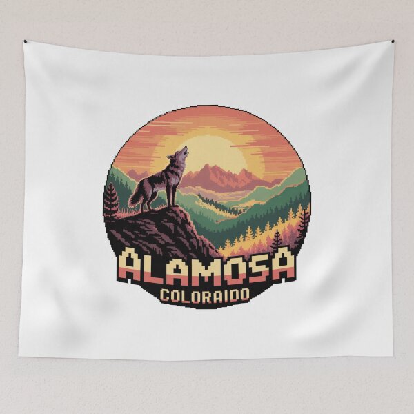 Item preview, Alamosa Colorado Wolf | Pixel Retro Sunset Mountain Art designed and sold by CircinusStore.