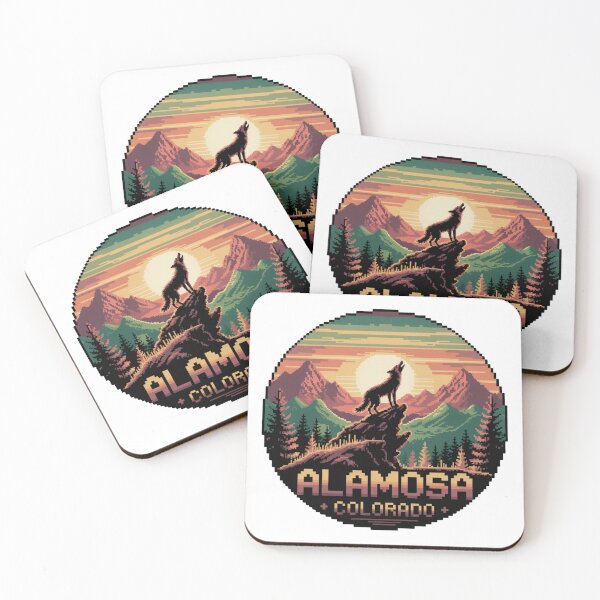 Item preview, Alamosa Colorado Wolf | Retro Pixel Art Sunset Mountains designed and sold by CircinusStore.